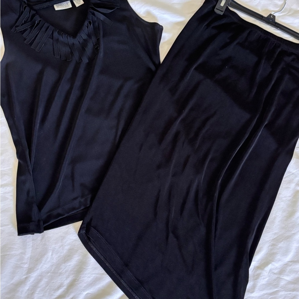 Chico’s Fringe Top & long Skirt Set.